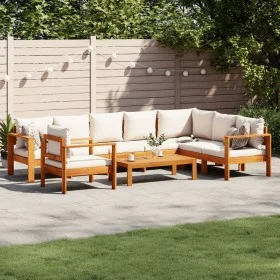 Garden sofa set with cushions 6 pieces solid acacia wood by vidaXL, Garden sets - Ref: Foro24-3214851, Price: 859,72 €, Disco...