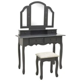 Gray paulownia wood dressing table and stool set 100x40x146cm by vidaXL, Bedroom Dressers - Ref: Foro24-289325, Price: 179,53...