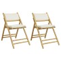 Sillas de bistró plegables con cojines 2 uds bambú blanco crema de vidaXL, Sillas de jardín - Ref: Foro24-365871, Precio: 114...