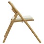 Sillas de bistró plegables con cojines 2 uds bambú blanco crema de vidaXL, Sillas de jardín - Ref: Foro24-365871, Precio: 114...