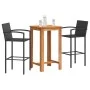 Garden table and stools 3 pcs acacia wood PE rattan black by vidaXL, Garden sets - Ref: Foro24-3295273, Price: 277,39 €, Disc...