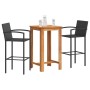 Gartentisch und Hocker 3 Stück Akazienholz PE Rattan schwarz von vidaXL, Gartensets - Ref: Foro24-3295273, Preis: 292,67 €, R...