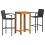 Garden table and stools 3 pcs acacia wood PE rattan black by vidaXL, Garden sets - Ref: Foro24-3295273, Price: 277,39 €, Disc...