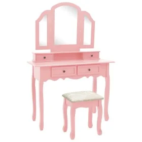 Pink paulownia wood dressing table and stool set 100x40x146 cm by vidaXL, Bedroom Dressers - Ref: Foro24-289323, Price: 190,7...