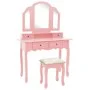 Pink paulownia wood dressing table and stool set 100x40x146 cm by vidaXL, Bedroom Dressers - Ref: Foro24-289323, Price: 190,7...