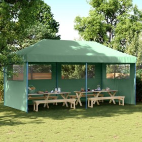 Tienda de fiesta plegable Pop-Up con 3 paredes laterales verde