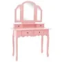 Pink paulownia wood dressing table and stool set 100x40x146 cm by vidaXL, Bedroom Dressers - Ref: Foro24-289323, Price: 190,7...
