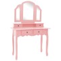 Set de tocador y taburete madera paulownia rosa 100x40x146 cm de vidaXL, Tocadores para dormitorios - Ref: Foro24-289323, Pre...