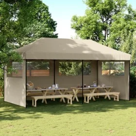 Pop-Up folding party tent with 3 taupe side walls by vidaXL, Tents and gazebos - Ref: Foro24-4004946, Price: 212,77 €, Discou...