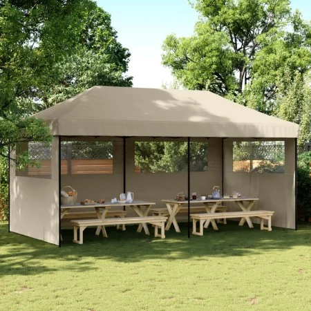 Pop-Up folding party tent with 3 taupe side walls by vidaXL, Tents and gazebos - Ref: Foro24-4004946, Price: 212,77 €, Discou...
