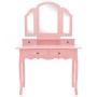 Set de tocador y taburete madera paulownia rosa 100x40x146 cm de vidaXL, Tocadores para dormitorios - Ref: Foro24-289323, Pre...