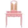 Set de tocador y taburete madera paulownia rosa 100x40x146 cm de vidaXL, Tocadores para dormitorios - Ref: Foro24-289323, Pre...