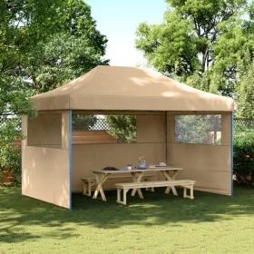 Pop-up-Faltzelt mit 3 beigen Seitenwänden von vidaXL, Zelte und Pavillons - Ref: Foro24-4004967, Preis: 155,38 €, Rabatt: %
