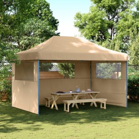 Tienda de fiesta plegable Pop-Up con 3 paredes laterales beige