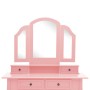 Set de tocador y taburete madera paulownia rosa 100x40x146 cm de vidaXL, Tocadores para dormitorios - Ref: Foro24-289323, Pre...