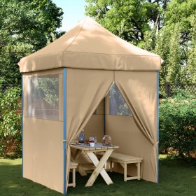 Tienda de fiesta plegable Pop-Up con 4 paredes laterales beige