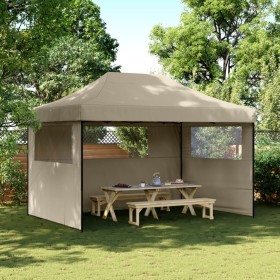 Tienda de fiesta plegable Pop-Up con 3 paredes laterales taupe