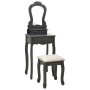 Schminktisch-Set mit Hocker aus grauem Paulownia-Holz, 50x59x136 cm. von vidaXL, Schlafzimmerkommoden - Ref: Foro24-289313, P...