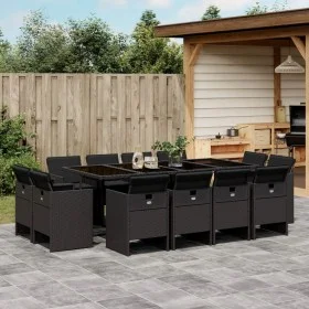 Garden dining set with cushions 13 pieces black synthetic rattan by vidaXL, Garden sets - Ref: Foro24-3277806, Price: 988,30 ...