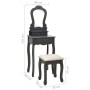 Schminktisch-Set mit Hocker aus grauem Paulownia-Holz, 50x59x136 cm. von vidaXL, Schlafzimmerkommoden - Ref: Foro24-289313, P...