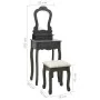 Schminktisch-Set mit Hocker aus grauem Paulownia-Holz, 50x59x136 cm. von vidaXL, Schlafzimmerkommoden - Ref: Foro24-289313, P...