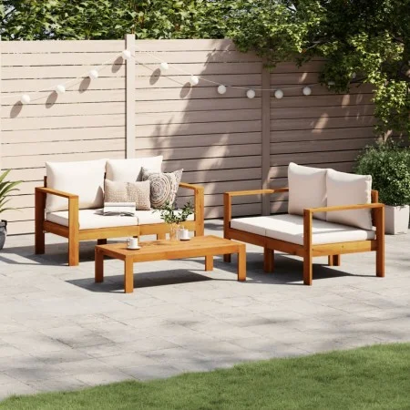 Garden sofa set with cushions 3 pieces solid acacia wood by vidaXL, Garden sets - Ref: Foro24-3214839, Price: 461,45 €, Disco...