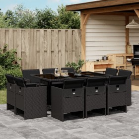 11-piece garden dining set with black synthetic rattan cushions by vidaXL, Garden sets - Ref: Foro24-3277794, Price: 681,58 €...