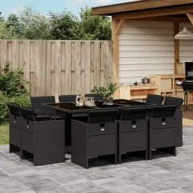 11-piece garden dining set with black synthetic rattan cushions by vidaXL, Garden sets - Ref: Foro24-3277794, Price: 764,20 €...