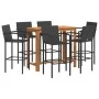 Mesa y taburetes de jardín 7 pzas madera acacia ratán PE negro de vidaXL, Conjuntos de jardín - Ref: Foro24-3295292, Precio: ...