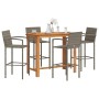 Gartentisch und Hocker 5 Stück Akazienholz PE Rattan grau von vidaXL, Gartensets - Ref: Foro24-3295290, Preis: 424,21 €, Raba...