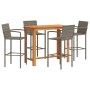 Gartentisch und Hocker 5 Stück Akazienholz PE Rattan grau von vidaXL, Gartensets - Ref: Foro24-3295290, Preis: 424,21 €, Raba...