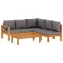 Set sofás de jardín con cojines 4 pzas madera maciza de acacia de vidaXL, Conjuntos de jardín - Ref: Foro24-3214870, Precio: ...