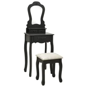 Black paulownia wood dressing table and stool set 50x59x136 cm by vidaXL, Bedroom Dressers - Ref: Foro24-289312, Price: 138,3...
