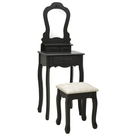 Black paulownia wood dressing table and stool set 50x59x136 cm by vidaXL, Bedroom Dressers - Ref: Foro24-289312, Price: 138,3...