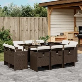 Garden dining set 11 pieces and brown synthetic rattan cushions by vidaXL, Garden sets - Ref: Foro24-3277796, Price: 749,69 €...