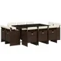 Garten-Essgruppe 11-teilig und braune synthetische Rattankissen von vidaXL, Gartensets - Ref: Foro24-3277796, Preis: 723,16 €...
