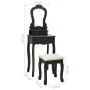 Black paulownia wood dressing table and stool set 50x59x136 cm by vidaXL, Bedroom Dressers - Ref: Foro24-289312, Price: 138,3...