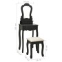 Juego de tocador y taburete madera paulownia negro 50x59x136 cm de vidaXL, Tocadores para dormitorios - Ref: Foro24-289312, P...