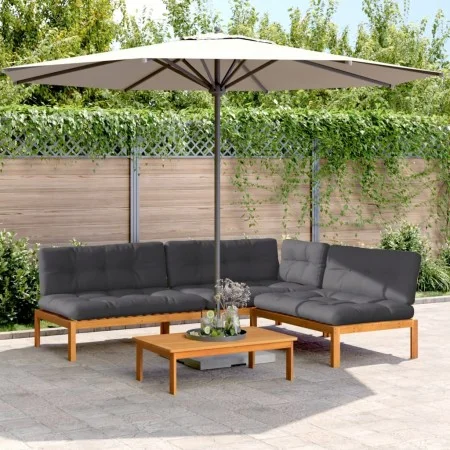 Garden pallet sofa set and cushions 4 pieces acacia wood by vidaXL, Outdoor sofas - Ref: Foro24-3209457, Price: 702,66 €, Dis...