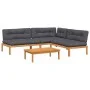 Garden pallet sofa set and cushions 4 pieces acacia wood by vidaXL, Outdoor sofas - Ref: Foro24-3209457, Price: 702,66 €, Dis...