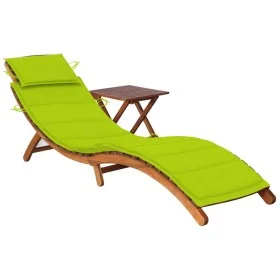 Garden sun lounger with table and cushion made of solid acacia wood. by vidaXL, Loungers - Ref: Foro24-3061598, Price: 187,76...