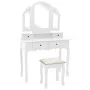 Set de tocador y taburete madera paulownia blanco 100x40x146cm de vidaXL, Tocadores para dormitorios - Ref: Foro24-289322, Pr...