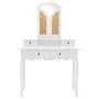 Set de tocador y taburete madera paulownia blanco 100x40x146cm de vidaXL, Tocadores para dormitorios - Ref: Foro24-289322, Pr...
