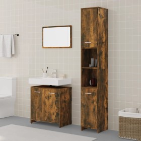 Set de muebles baño 3 pzas madera contrachapada roble ahumado de vidaXL, Muebles de baño - Ref: Foro24-3152716, Precio: 138,3...