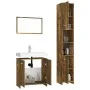 Set de muebles baño 3 pzas madera contrachapada roble ahumado de vidaXL, Muebles de baño - Ref: Foro24-3152716, Precio: 135,4...
