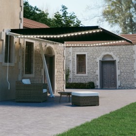 Manual retractable awning with LED anthracite gray 450x300 cm by vidaXL, Awnings - Ref: Foro24-3069564, Price: 508,50 €, Disc...