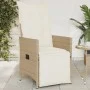 Silla de jardín reclinable con cojines ratán sintético beige de vidaXL, Sillas de jardín - Ref: Foro24-365662, Precio: 127,99...
