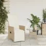 Silla de jardín reclinable con cojines ratán sintético beige de vidaXL, Sillas de jardín - Ref: Foro24-365662, Precio: 127,99...