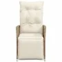 Silla de jardín reclinable con cojines ratán sintético beige de vidaXL, Sillas de jardín - Ref: Foro24-365662, Precio: 127,99...