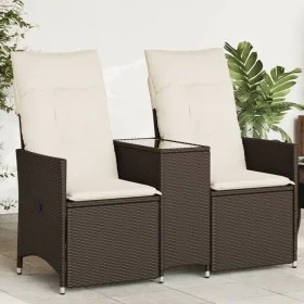 Zweiplätziges, verstellbares Gartensofa mit braunem PE-Rattan-Tisch. von vidaXL, Outdoor-Sofas - Ref: Foro24-365711, Preis: 2...